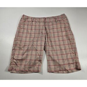 Adidas climalite brown and pink plaid performance golf shorts 10 women *